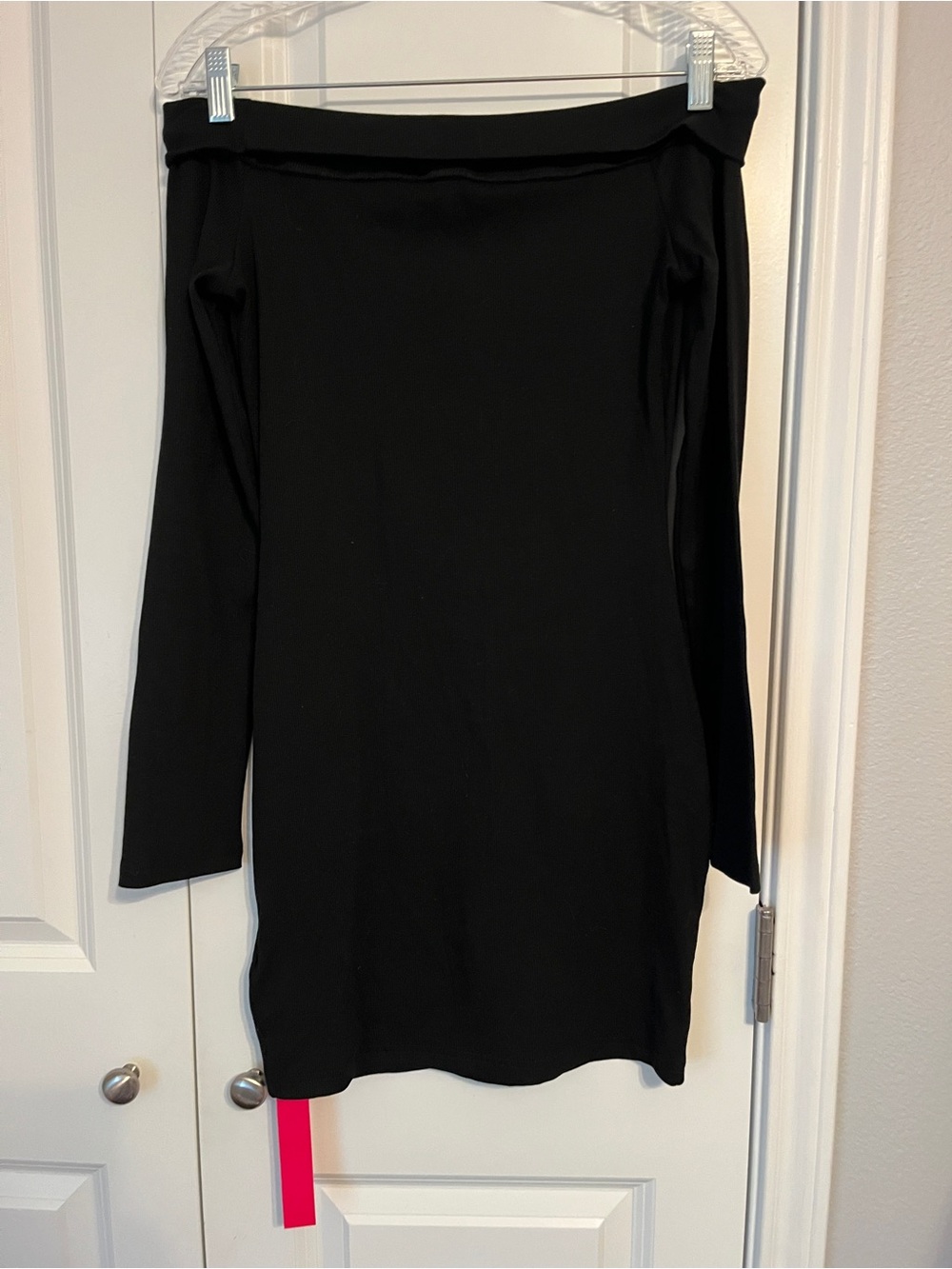 Classic Off-Shoulder Long Sleeve Black Dress